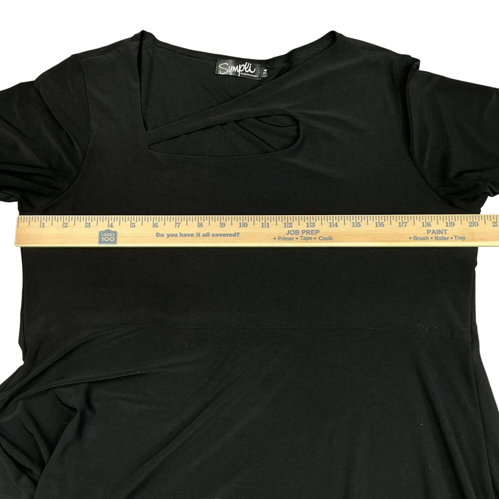 Sympli Travel Dress sz 14 Black Fit Flare Cutout Detail No Iron Packable Canada - Picture 12 of 13